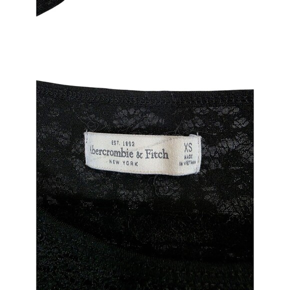 Abercrombie & Fitch Top Womans Extra Small Black Lace Top Stretchy Y2K Retro - Picture 4 of 5